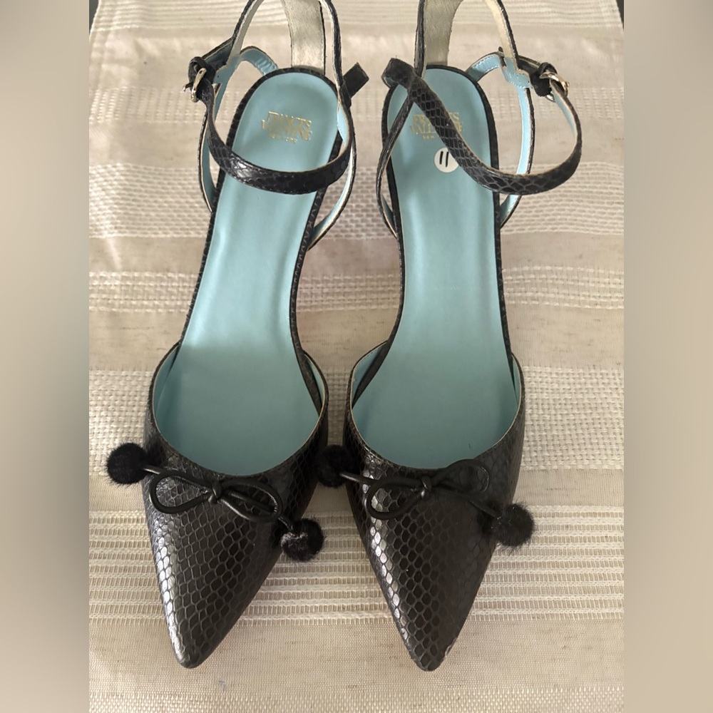 Frances Valentine Black Textured Heels